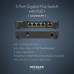 NETGEAR GS305EPP 5-Port PoE+ Gigabit Managed Desktop Switch 