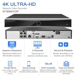 HIKVISION DS-7604NXI-K1/4P 4K 12MP 4 CHANNEL NVR