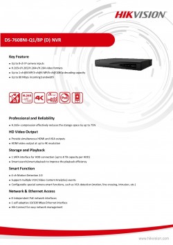 HIKVISION DS-7608NI-Q1/8P 8 CHANNEL 4K 8MP NVR