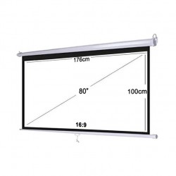 80" Manual Pull-Down Projector Screen – 16:9