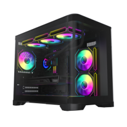 GameMax HYPE-M BK M-ATX  Black Chassis Front Panel curved gl